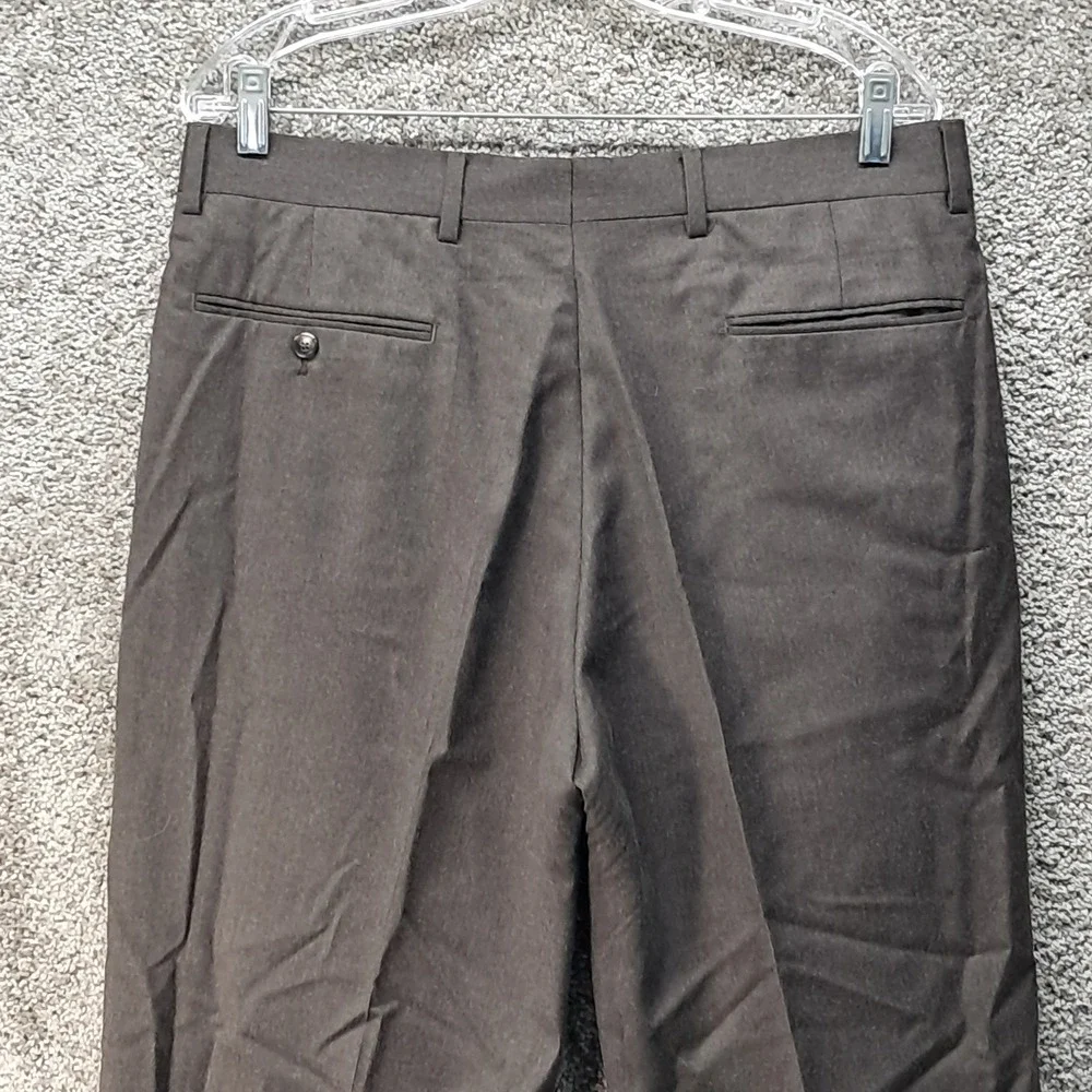 Jos A Bank Executive Collection Mens Pleated Cuffed Dress Pants Brown 34x32